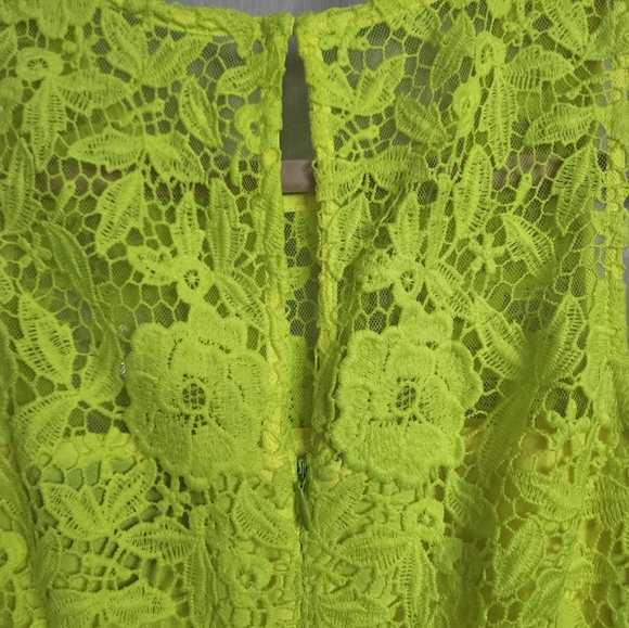 J.CREW Collection Lace Neon Yellow Sleeveless Dress (Size 00) - Picture 4 of 5